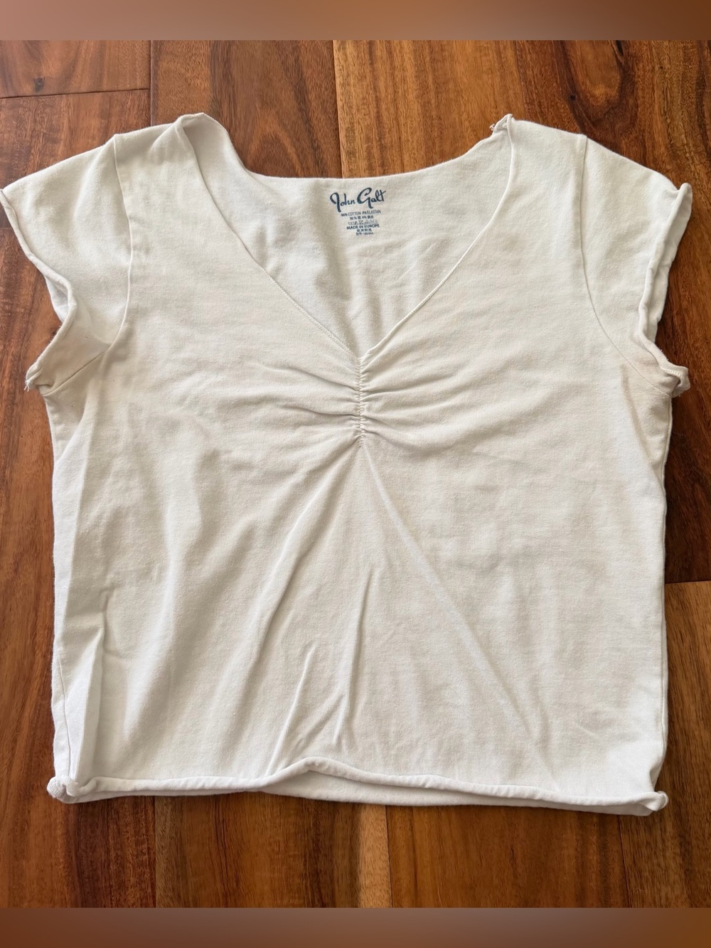 Brandy Melville John Galt Ruched V-Neck Short Sleeve Tee